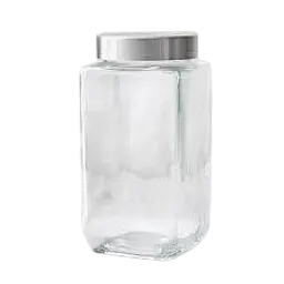 Square Glass Storage Jar with Stainless Steel Airtight Lid - Master