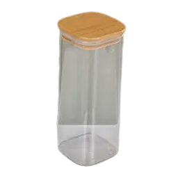 Square Glass Storage Jar with Airtight Bamboo Lid - Master