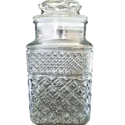 Retro Square Diamond Pattern Glass Cookie Jar / Kitchen Canister - Master
