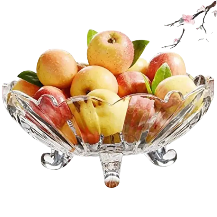 Elegant Crystal Glass Fruit Bowl with Three Feet - Master