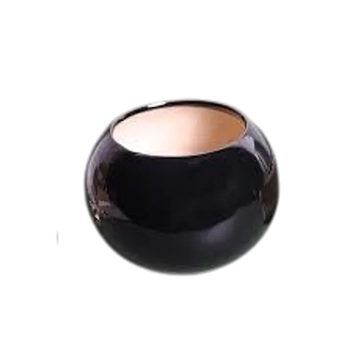 Premium Glossy Black Round Ceramic Bowl Pot / Planter - Master