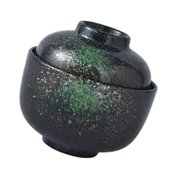 Japanese Tenmoku Style Lidded Ceramic Miso Soup Bowl – Black & Emerald Speckle - Master