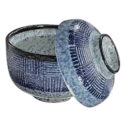 Traditional Japanese Blue & White Ceramic Lidded Miso Bowl - Master