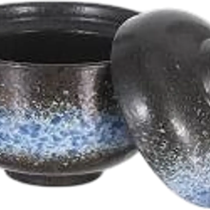 Japanese Starry Blue Lidded Ceramic Miso Bowl - Master