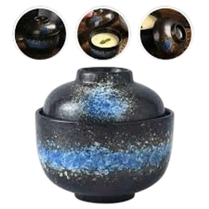 Japanese Starry Blue Lidded Ceramic Miso Bowl - Master