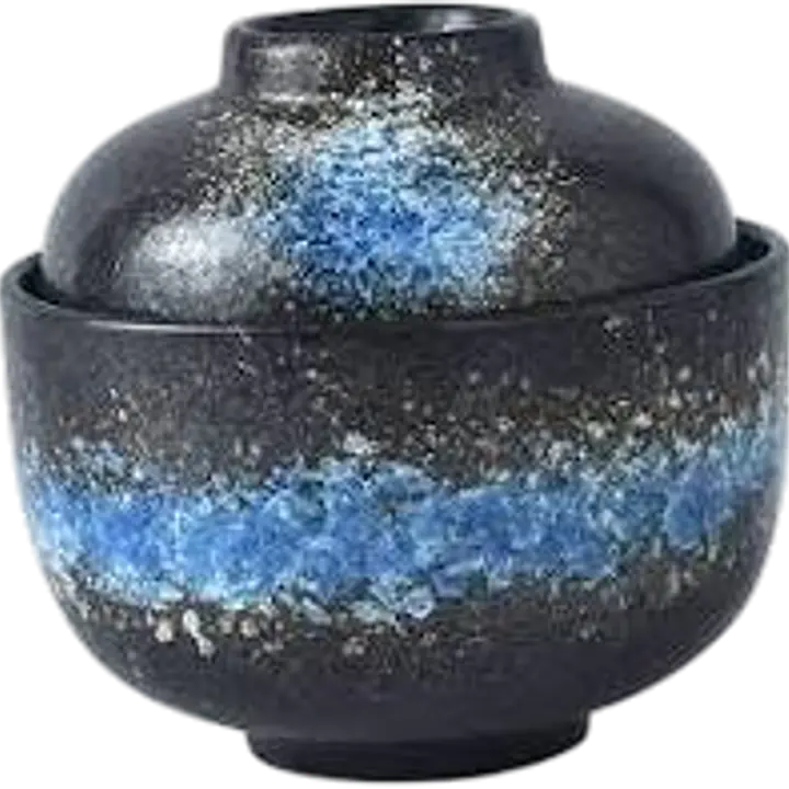 Japanese Starry Blue Lidded Ceramic Miso Bowl - Master