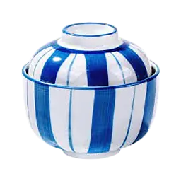 Traditional Japanese Ceramic Bowl – Blue & White Striped Design - Master