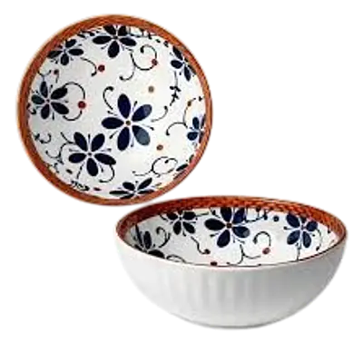 Japanese Style Ceramic Bowl – Blue Floral Design primary image
