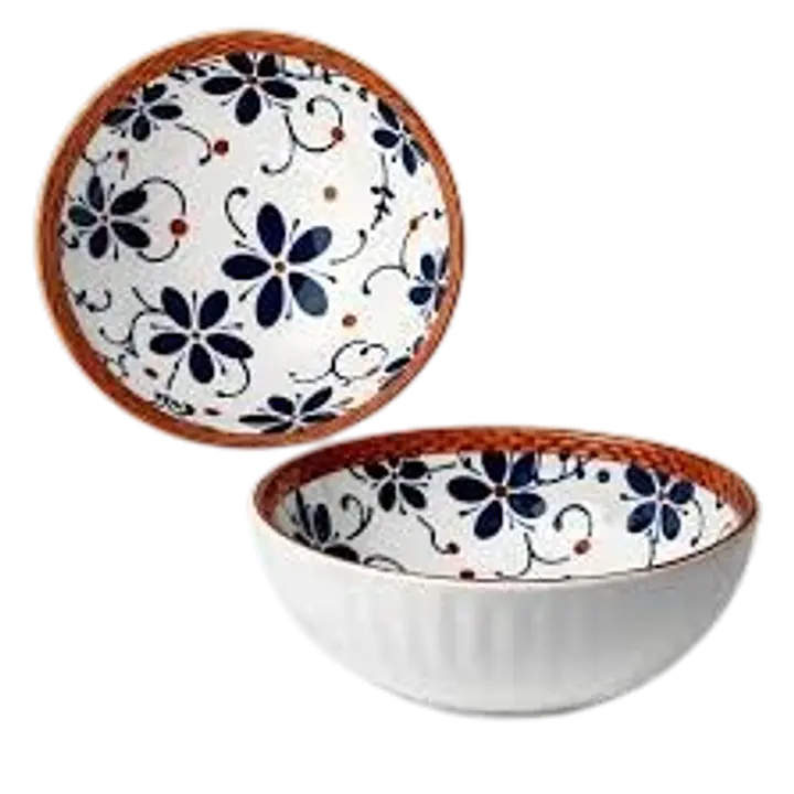 Japanese Style Ceramic Bowl – Blue Floral Design - Master