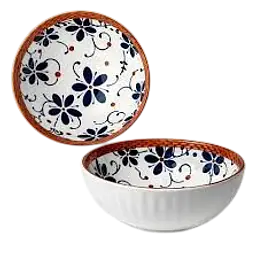 Japanese Style Ceramic Bowl – Blue Floral Design - Master