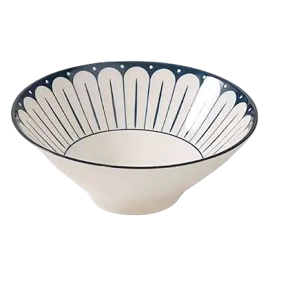 Japanese-Style Ceramic Ramen Bowl – Blue Petal Design primary image