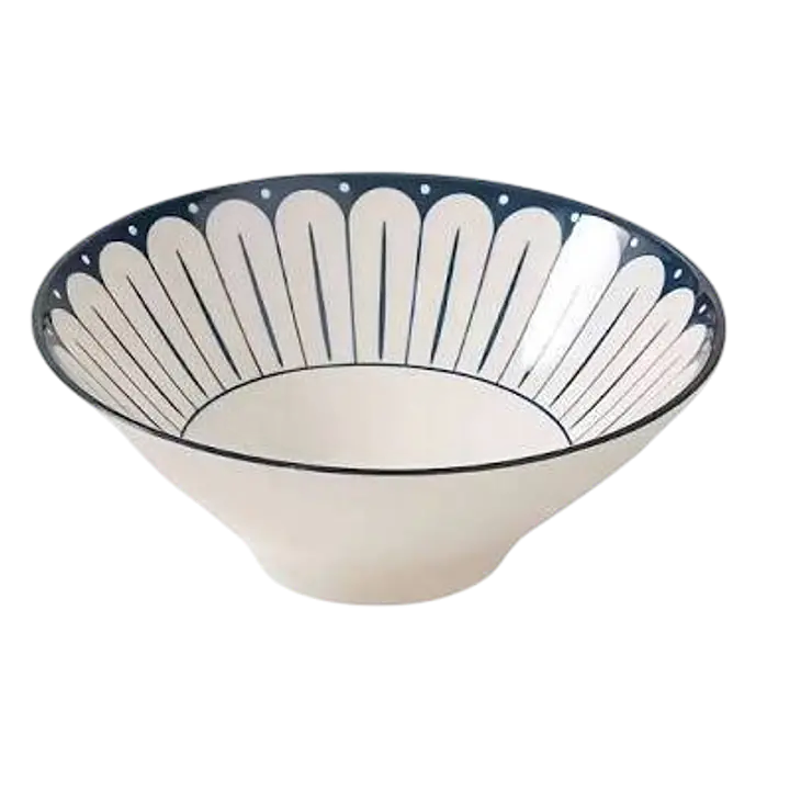 Japanese-Style Ceramic Ramen Bowl – Blue Petal Design - Master