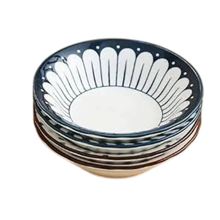 Japanese-Style Ceramic Ramen Bowl – Blue Petal Design - Master