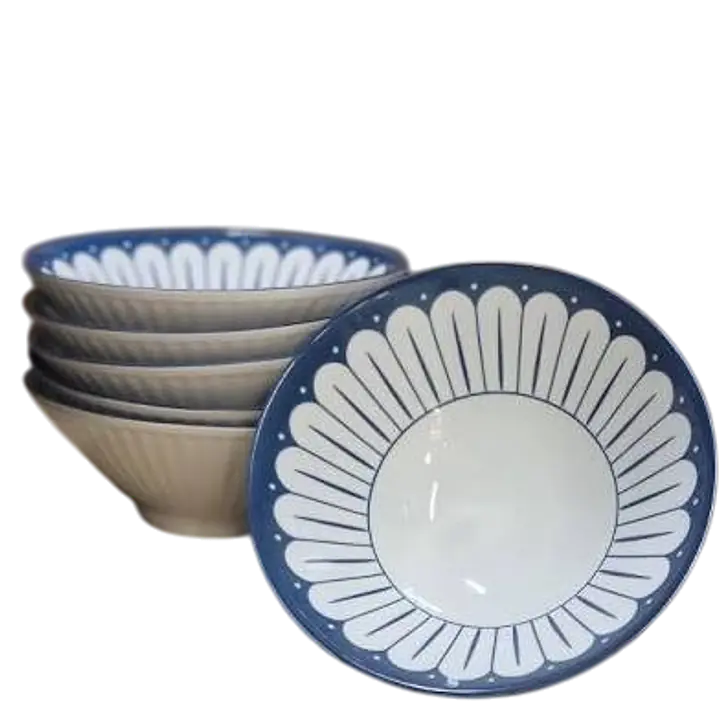 Japanese-Style Ceramic Ramen Bowl – Blue Petal Design - Master