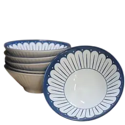 Japanese-Style Ceramic Ramen Bowl – Blue Petal Design - Master