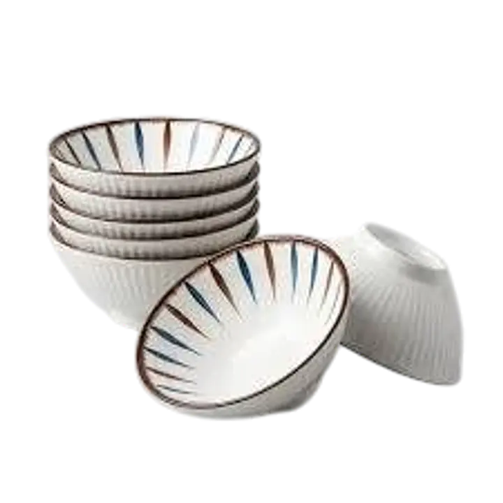 Japanese-Style Ceramic Ramen Bowl – Multi-Color Radial Stripe Design - Master