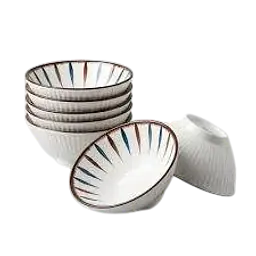 Japanese-Style Ceramic Ramen Bowl – Multi-Color Radial Stripe Design - Master