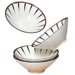 Japanese-Style Ceramic Ramen Bowl – Multi-Color Radial Stripe Design - Master