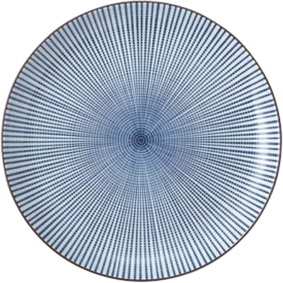 Japanese Sendan Tokusa Ceramic Dinner Plate – Blue Radial Stripe Design primary image