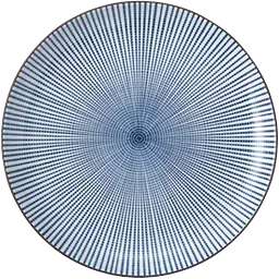 Japanese Sendan Tokusa Ceramic Dinner Plate – Blue Radial Stripe Design - Master