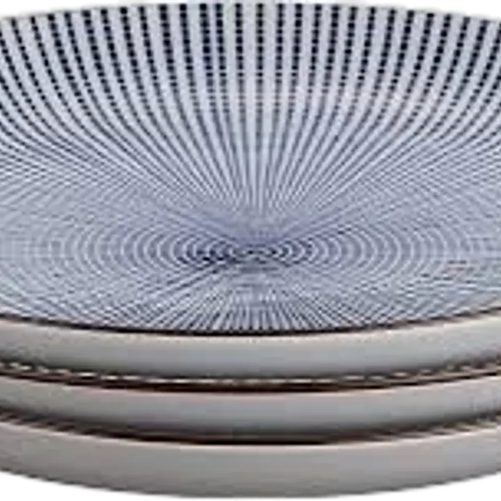 Japanese Sendan Tokusa Ceramic Dinner Plate – Blue Radial Stripe Design - Master