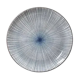 Japanese Sendan Tokusa Ceramic Dinner Plate – Blue Radial Stripe Design - Master