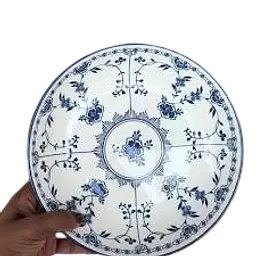 Japanese Blue & White Floral Ceramic Bowl – Scrolled Vine Design - Master