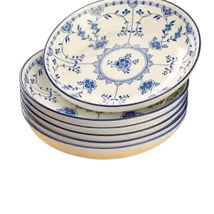 Japanese Blue & White Floral Ceramic Bowl – Scrolled Vine Design - Master