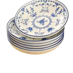 Japanese Blue & White Floral Ceramic Bowl – Scrolled Vine Design - Master