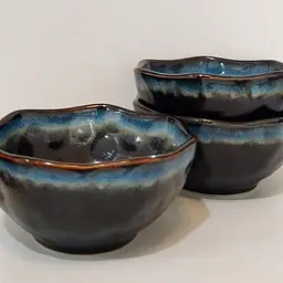 Ceramic Saucer Jap Style Pottery Black Blue - Master