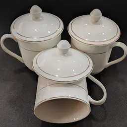 Ceramic Teacup Lid Gold Rim 350ml - Master