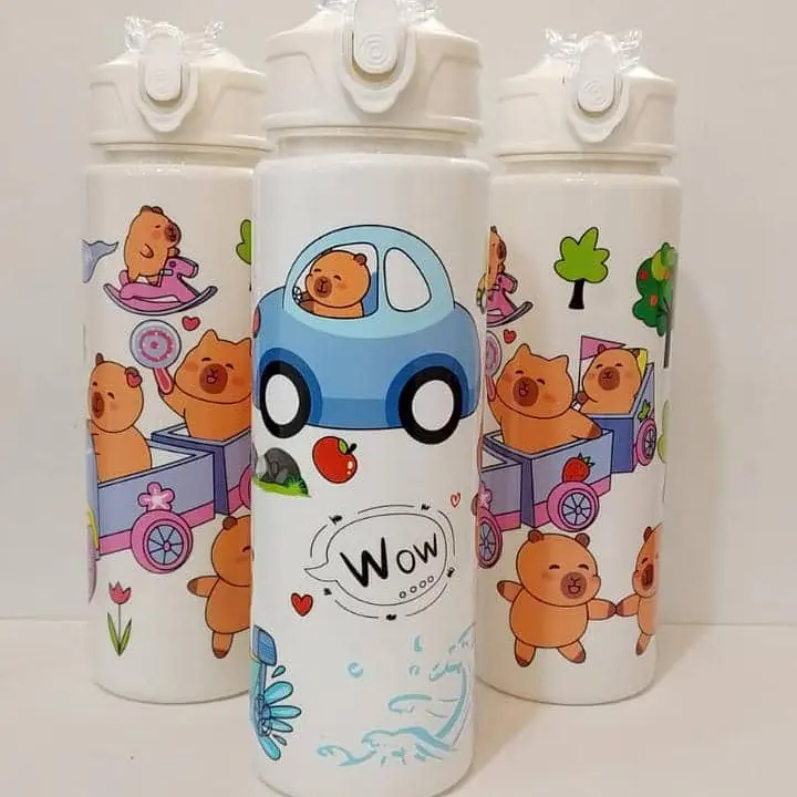 Capybara Print Water Bottle White - Master