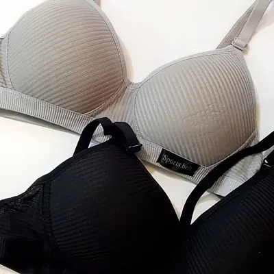 Breathable Seamless Bra Grey/Black primary image