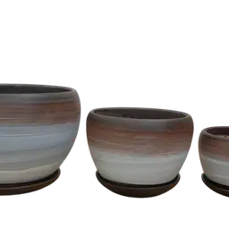 Glazed  Ceramic Flower Pot Set of 3 - Master