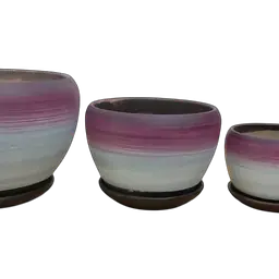 Glazed  Ceramic Flower Pot Set of 3 - Master